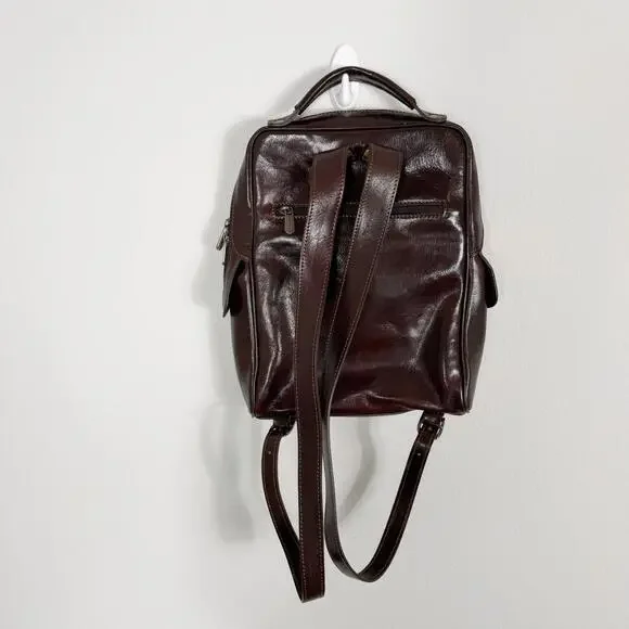 Vera Pelle Dark Brown Italian Leather Backpack Made in Italy Luxury - Picture 7 of 15